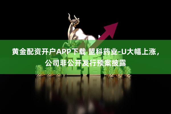 黄金配资开户APP下载 盟科药业-U大幅上涨，公司非公开发行预案披露