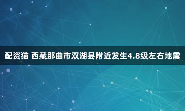 配资猫 西藏那曲市双湖县附近发生4.8级左右地震