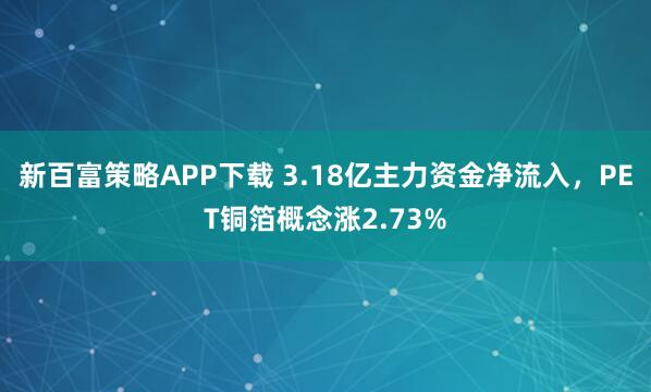 新百富策略APP下载 3.18亿主力资金净流入，PET铜箔概念涨2.73%